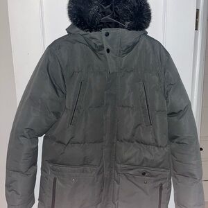 Brave Soul Charcoal Hooded Puffer Jacket